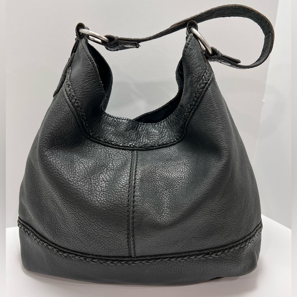 LUCKY BRAND JOSHUA TREE HOBO BAG LARGE BLACK PEBBLE LEATHER EUC - Picture 1 of 8